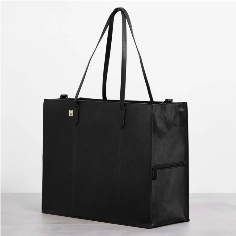 BEIS Black Structured Tote Bag with Sleek Design